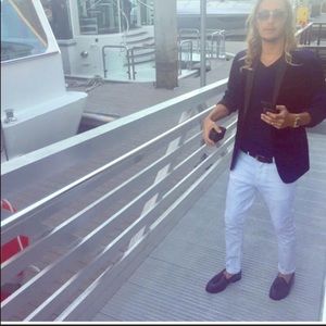 Navy blue velvet sports blazer